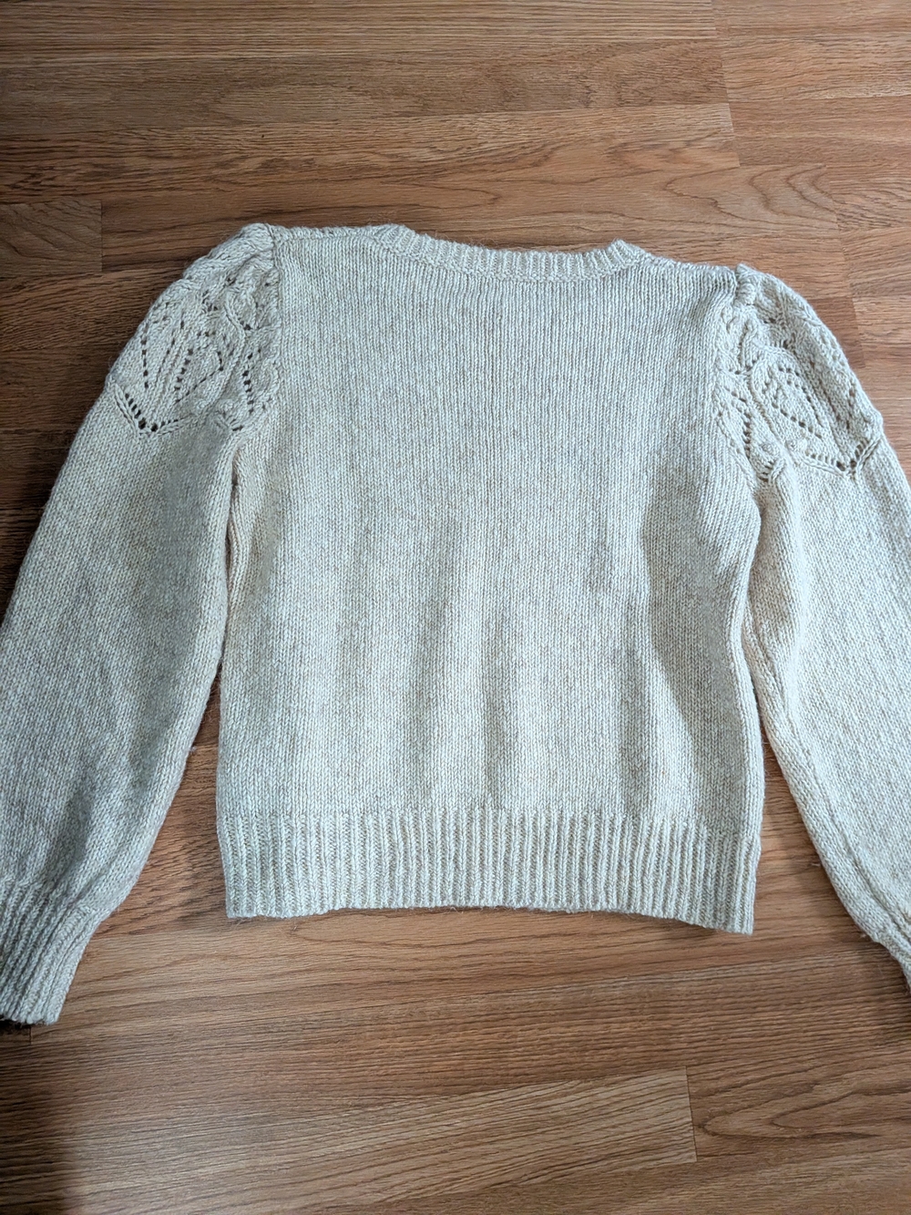 J. Crew Cream Knit Sweater with Lace Shoulder Detail - Picture 3 of 7